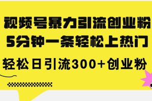 （11754期）视频号暴力引流创业粉，5分钟一条轻松上热门，轻松日引流300+创业粉