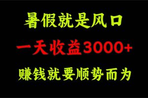 （11670期）一天收益3000+ 赚钱就是顺势而为，暑假就是风口