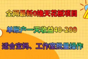 全网最新0撸天花板项目 单账户一天收益40-200 适合宝妈、工作室批量操作