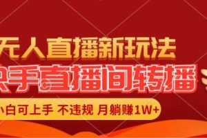 （11775期）快手直播间转播玩法简单躺赚，真正的全无人直播，小白轻松上手月入1W+