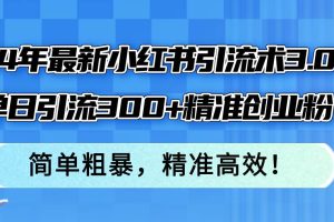 （12215期）24年最新小红书引流术3.0，单日引流300+精准创业粉，简单粗暴，精准高效！