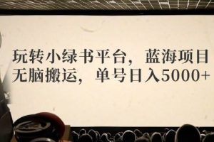 （12366期）玩转小绿书平台，蓝海项目，无脑搬运，单号日入5000+