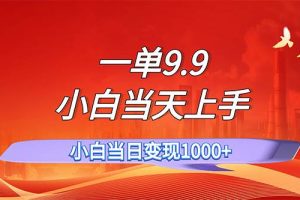 （11997期）一单9.9，一天轻松上百单，不挑人，小白当天上手，一分钟一条作品