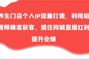 养生门店个人IP流量打造，利用短视频精准获客、抓住同城直播红利提升业绩（57节）