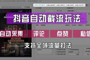 抖音自动截流玩法，利用一个软件自动采集、评论、点赞、私信，全域引流