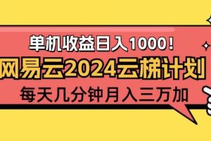 （12539期）2024网易云云梯计划项目，每天只需操作几分钟 一个账号一个月一万到三万