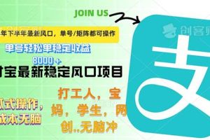 （12563期）下半年最新风口项目，支付宝最稳定玩法，0成本无脑操作，最快当天提现…