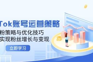 （12614期）TikTok账号运营策略：涨粉策略与优化技巧，快速实现粉丝增长与变现