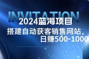 （12743期）2024蓝海项目，搭建销售网站，自动获客，日赚500-1000