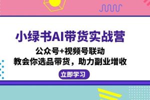 （12848期）小绿书AI带货实战营：公众号+视频号联动，教会你选品带货，助力副业增收