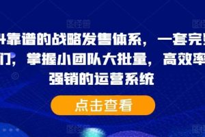 2024靠谱的战略发售体系，一套完整的助IP们，掌握小团队大批量，高效率，0 强销的运营系统