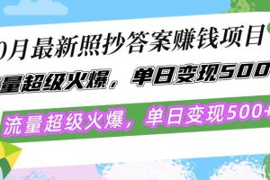 （12991期）10月最新照抄答案赚钱项目，流量超级火爆，单日变现500+简单照抄 有手就行