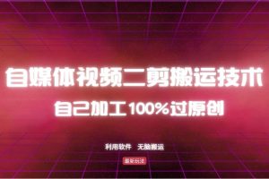 （12995期）详细教你自媒体视频二剪搬运技术，自己加工100%过原创，无脑搬运