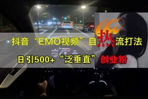 抖音EMO视频自热打法，日引500+“泛垂直”创业粉