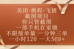 飞猪美团截图项目，你只管截图，一部手机在家做，正规平台无套路，一天5张+【揭秘】
