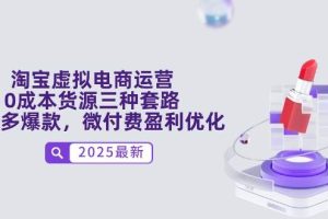 （14739期）淘宝虚拟电商运营，0成本货源三种套路，单店多爆款，微付费盈利优化