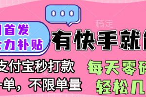 全网首发项目, 有快手就能做, 每天零碎时间轻松几百块