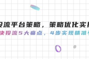 （14862期）投流平台策略，策略优化实操，解决投流5大痛点，4步实现精准引流