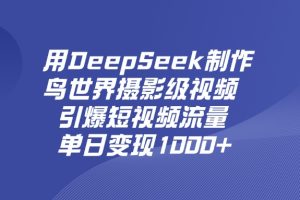 用DeepSeek制作鸟世界摄影级视频，引爆短视频流量，单日变现1000+