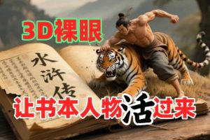 书本人物裸眼3D视频，一条视频收益过千，保姆级教程