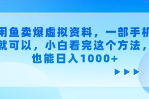 闲鱼卖爆虚拟资料，一部手机就可以，小白看完这个方法