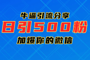 超牛逼引流分享，日引300-500粉，加爆你的微信