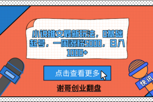 小说推文最新玩法，0基础起号，一周涨粉5000，日入1000+
